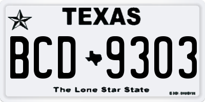 TX license plate BCD9303