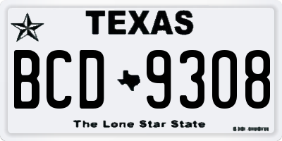 TX license plate BCD9308