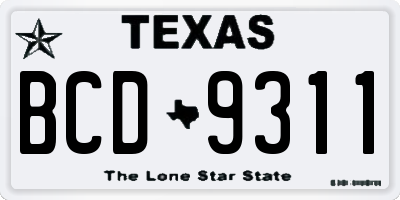 TX license plate BCD9311