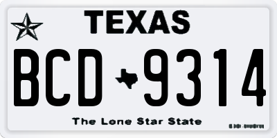 TX license plate BCD9314