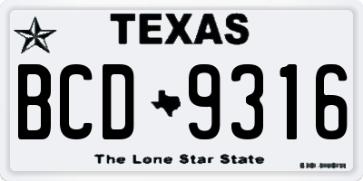 TX license plate BCD9316