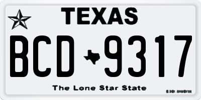 TX license plate BCD9317