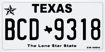 TX license plate BCD9318