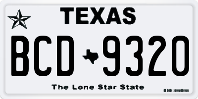 TX license plate BCD9320