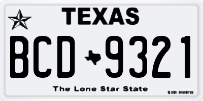 TX license plate BCD9321