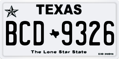 TX license plate BCD9326