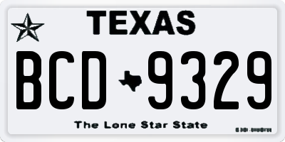 TX license plate BCD9329