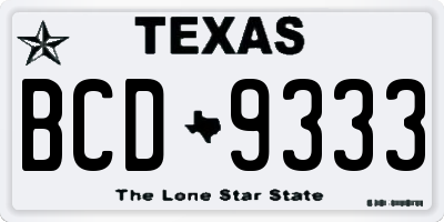 TX license plate BCD9333