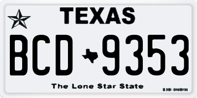 TX license plate BCD9353