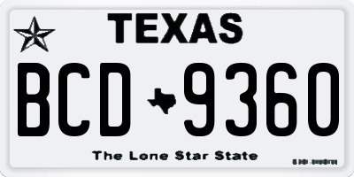 TX license plate BCD9360