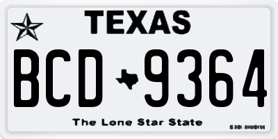TX license plate BCD9364
