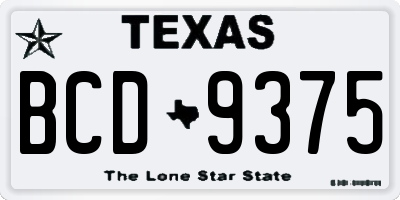 TX license plate BCD9375