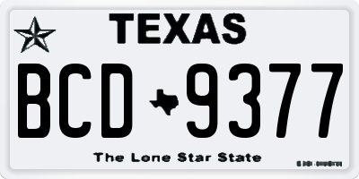 TX license plate BCD9377
