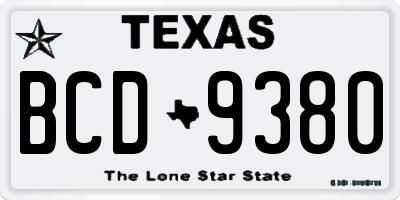 TX license plate BCD9380