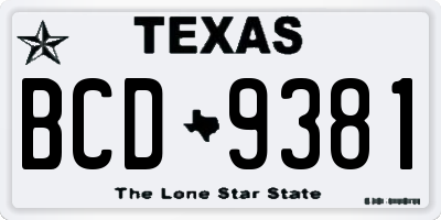 TX license plate BCD9381
