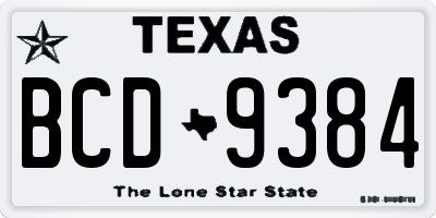 TX license plate BCD9384