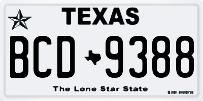 TX license plate BCD9388