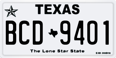 TX license plate BCD9401