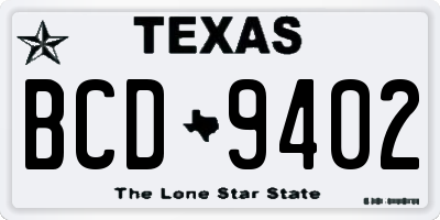 TX license plate BCD9402