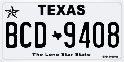 TX license plate BCD9408