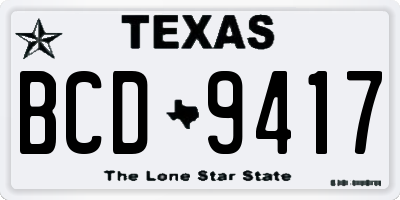 TX license plate BCD9417