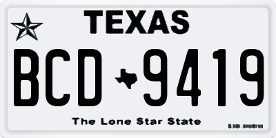 TX license plate BCD9419