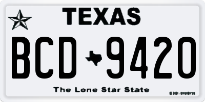 TX license plate BCD9420