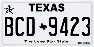 TX license plate BCD9423