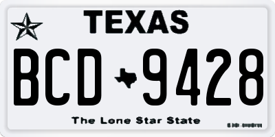 TX license plate BCD9428