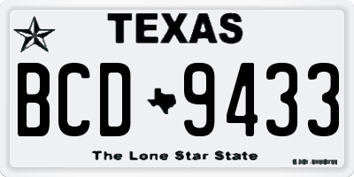 TX license plate BCD9433