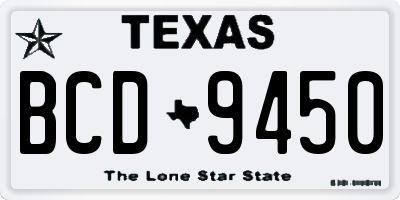 TX license plate BCD9450