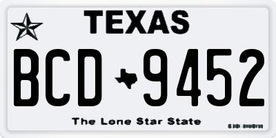 TX license plate BCD9452