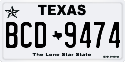 TX license plate BCD9474