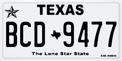 TX license plate BCD9477