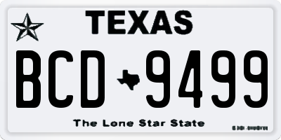TX license plate BCD9499