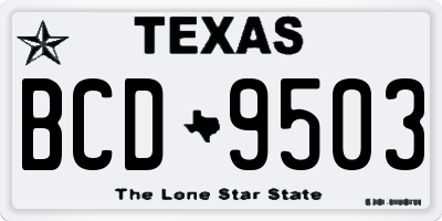 TX license plate BCD9503