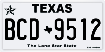 TX license plate BCD9512