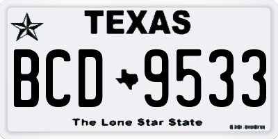 TX license plate BCD9533