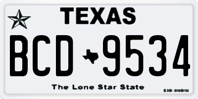 TX license plate BCD9534