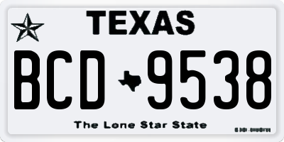 TX license plate BCD9538