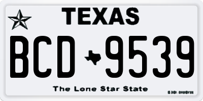 TX license plate BCD9539