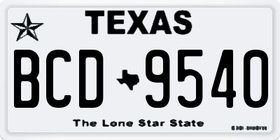 TX license plate BCD9540