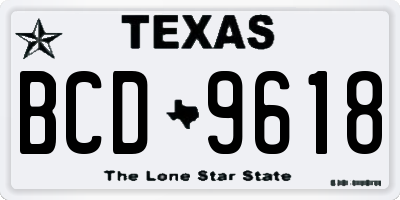 TX license plate BCD9618