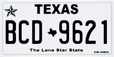 TX license plate BCD9621