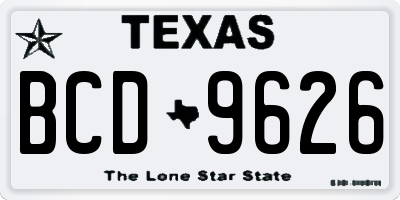 TX license plate BCD9626
