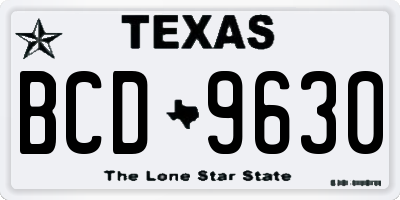 TX license plate BCD9630