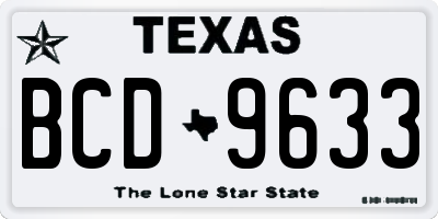 TX license plate BCD9633