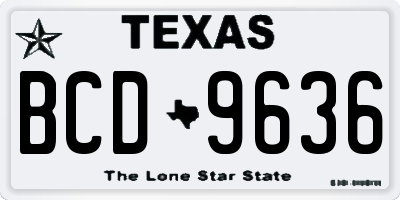 TX license plate BCD9636