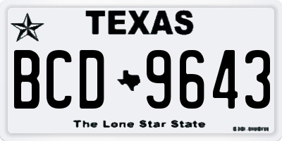 TX license plate BCD9643