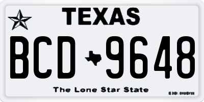 TX license plate BCD9648